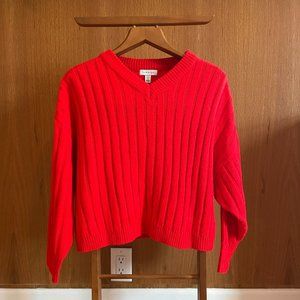 TopShop red v neck knit sweater